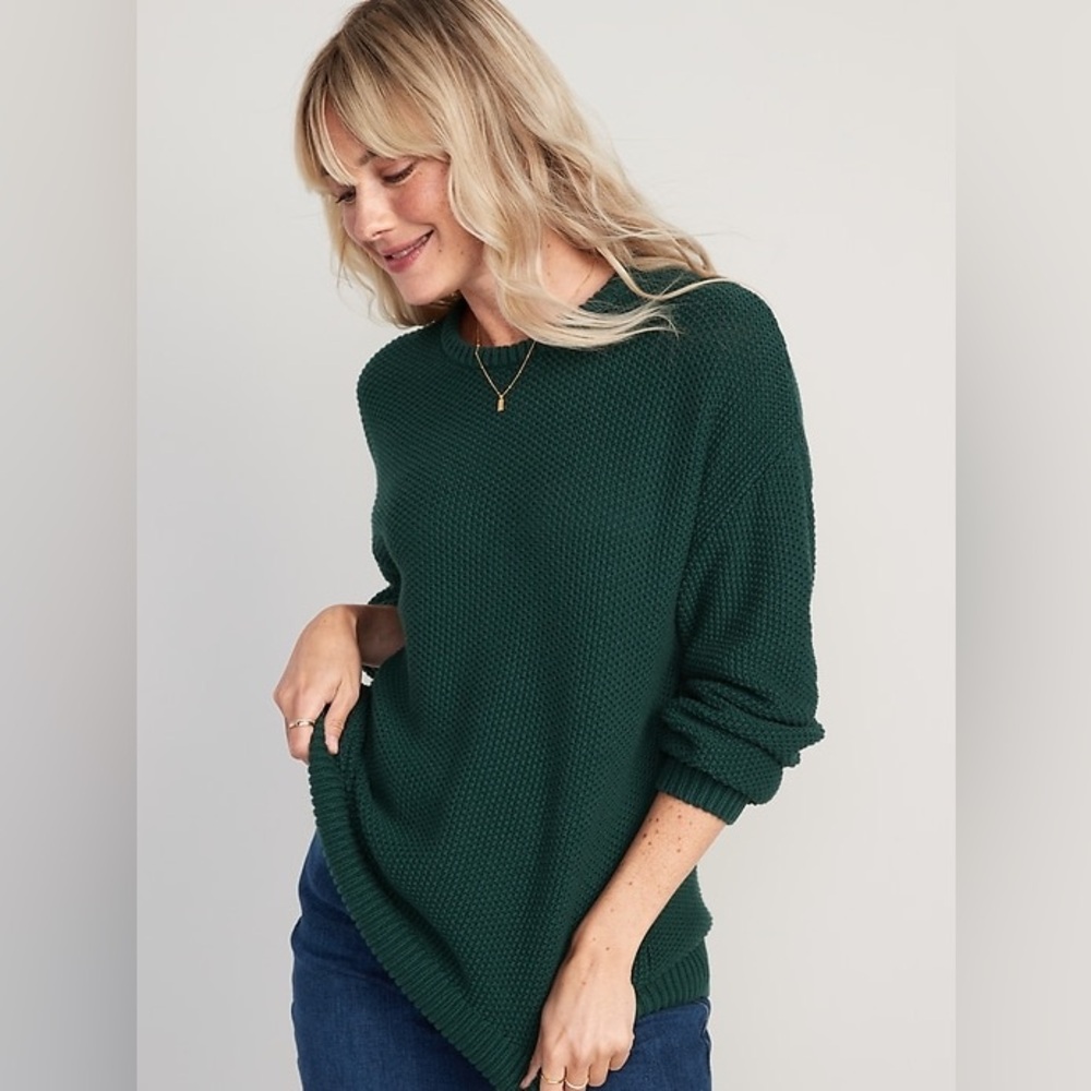 Old Navy Textured-Knit Tunic Sweater in Emerald Isle